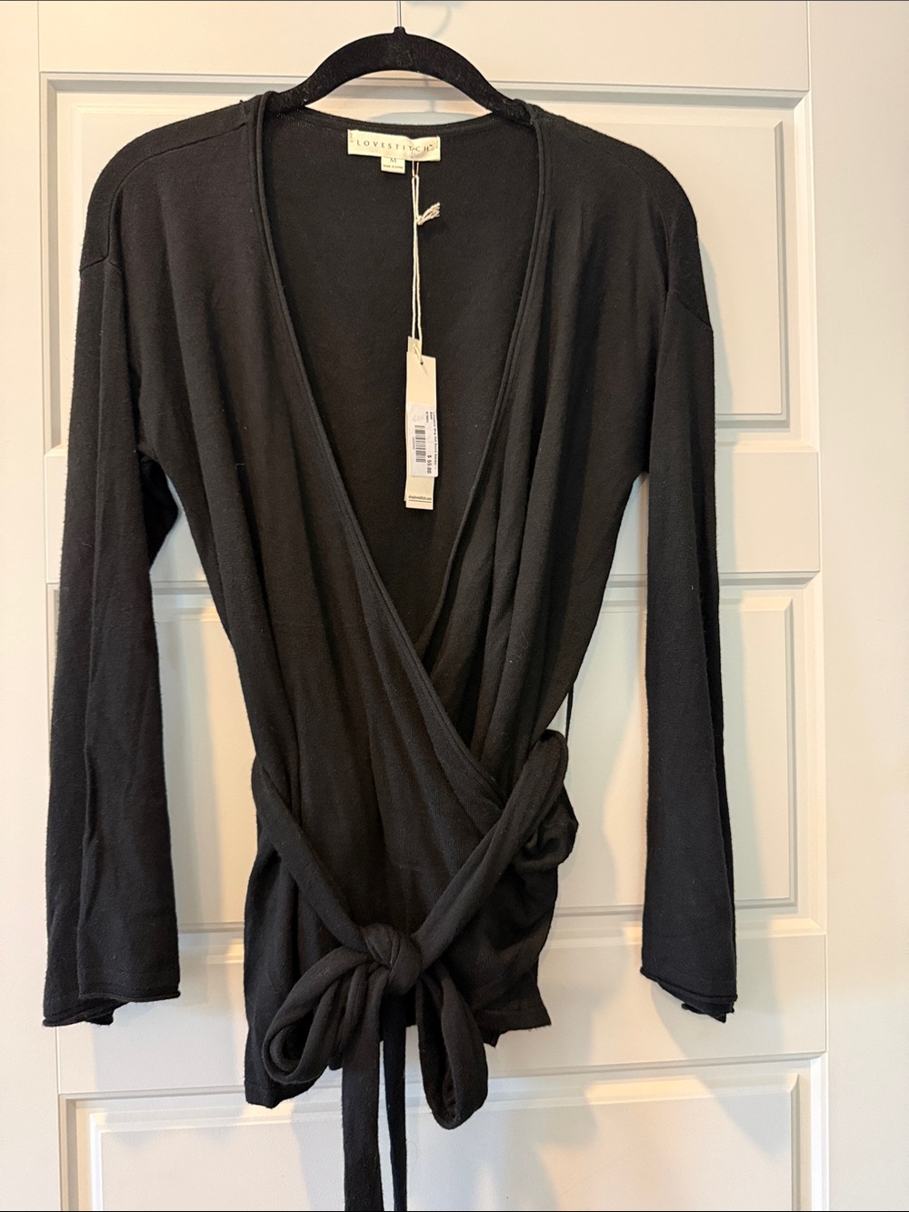 lovestitch Black Wrap Tie Front Cardigan